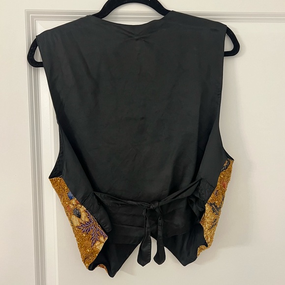 Vintage Moda International Retro Black & Gold Beaded Vest, Size Medium - Picture 6 of 10